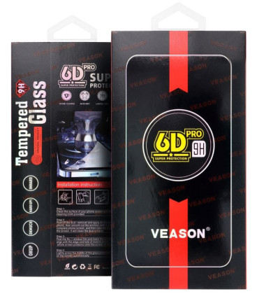 Juodas apsauginis grūdintas stiklas Apple iPhone 13 / 16E / 17E telefonui "6D Veason Pro Glass"