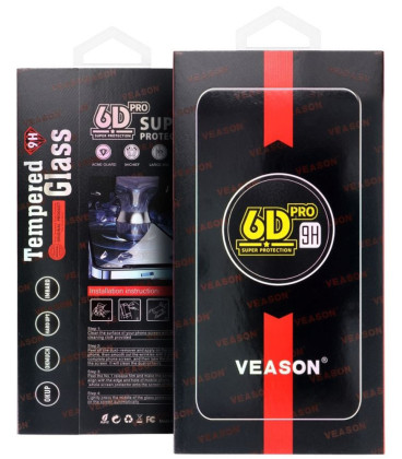 Juodas apsauginis grūdintas stiklas Samsung Galaxy A12 / M12 / F12 telefonui "6D Veason Pro Glass"