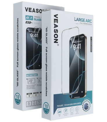 Juodi apsauginiai grūdinti stiklai Samsung Galaxy A57 5G telefonui "6D Veason Pro Glass Set 10in1"