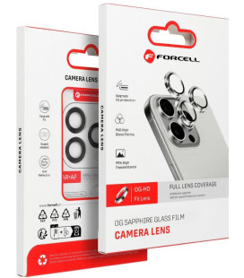 (White Titanium) kameros apsauga Apple iPhone iPhone 16 Pro / 16 Pro Max telefonui "Forcell Premium Tempered Glass Camera Lens"