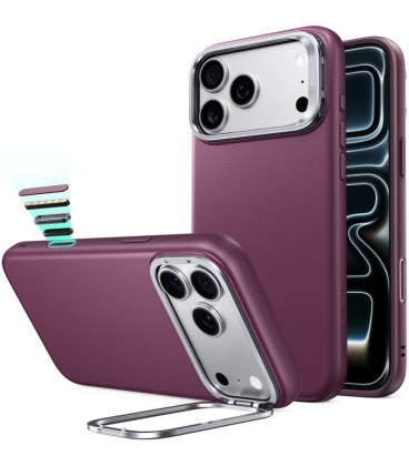 Bordo dėklas Apple iPhone 17 Pro / 18 Pro telefonui "ESR Leather Kickstand Magsafe"