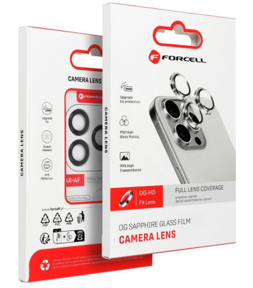 (Titanium) kameros apsauga Apple iPhone iPhone 15 Pro / 15 Pro Max telefonui "Forcell Premium Tempered Glass Camera Lens"