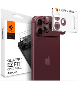 Raudona (Burgundy) kameros apsauga Apple iPhone 18 Pro telefonui "Spigen Optik PRO XL Glas.TR EZ Fit"