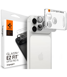 Sidabrinės spalvos kameros apsauga Apple iPhone 18 Pro telefonui "Spigen Optik PRO XL Glas.TR EZ Fit"