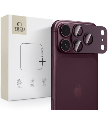 Raudona (Burgundy) kameros apsauga Apple iPhone 18 Pro Max telefonui "Tech-Protect CamFull Fit+"