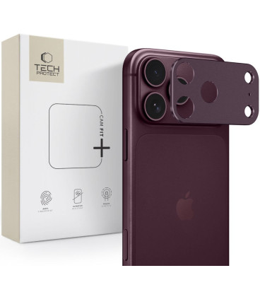 Raudona (Burgundy) kameros apsauga Apple iPhone 18 Pro telefonui "Tech-Protect CamAlloy Fit+"