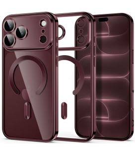 Raudonas (Burgundy) / skaidrus dėklas Apple iPhone 17 Pro Max / 18 Pro Max telefonui "Tech-Protect MagFlex Magsafe"