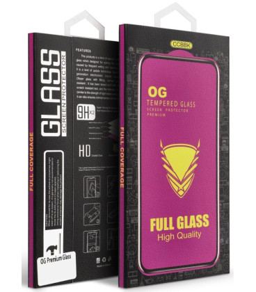Juodas apsauginis grūdintas stiklas Apple iPhone 15 Pro Max telefonui "OG 6D Premium Glass"