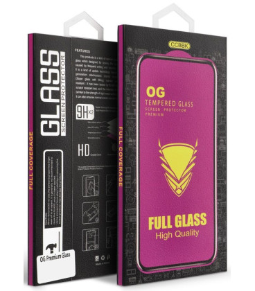 Juodas apsauginis grūdintas stiklas Apple iPhone 14 Pro telefonui "OG 6D Premium Glass"