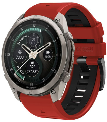 Raudona / juoda apyrankė Garmin Fenix 5X / 5X Plus / 6X / 6X Pro / 7X / 8 / 8 Pro / 9 / 9 Pro (51 mm) "Tech-Protect Iconband Pro