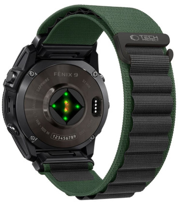 Žalia / juoda apyrankė Garmin Fenix 5X / 5X Plus / 6X / 6X Pro / 7X / 8 / 8 Pro / 9 / 9 Pro (51 mm) "Tech-Protect Nylon Pro"