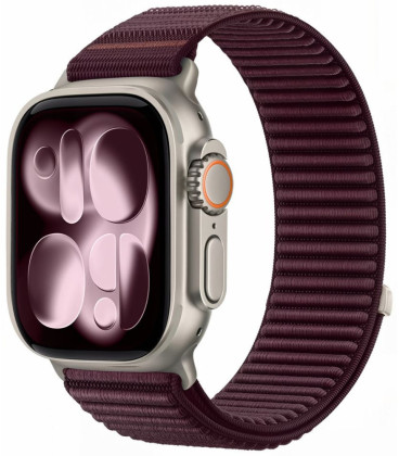 Bordo (Burgundy) apyrankė Apple Watch 8 / 9 / 10 / 11 / 12 / SE / Ultra (44 / 45 / 46 / 49 mm) "Tech-Protect NylonLoop"