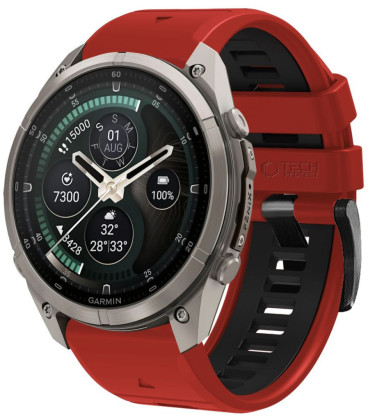 Raudona / juoda apyrankė Garmin Fenix 5 / 6 / 6 Pro / 7 / 8 / 8 Pro / E / 9 / 9 Pro (47 mm) "Tech-Protect Iconband Pro"