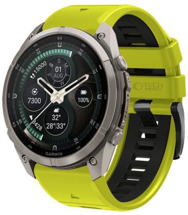 Žalia (Lime) / juoda apyrankė Garmin Fenix 5 / 6 / 6 Pro / 7 / 8 / 8 Pro / E / 9 / 9 Pro (47 mm) "Tech-Protect Iconband Pro"