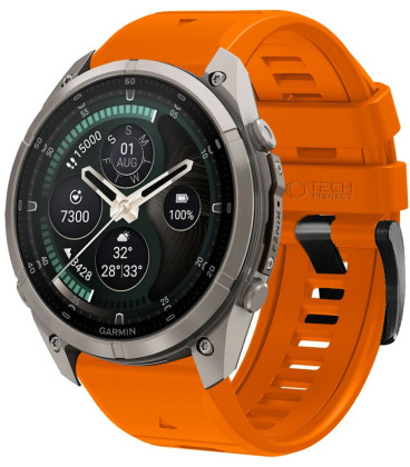 Oranžinė apyrankė Garmin Fenix 5 / 6 / 6 Pro / 7 / 8 / 8 Pro / E / 9 / 9 Pro (47 mm) "Tech-Protect Silicone"