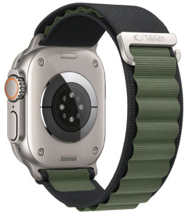 Juoda / žalia apyrankė Apple Watch 8 / 9 / 10 / 11 / 12 / SE / Ultra (44 / 45 / 46 / 49 mm) laikrodžiui "Tech-Protect Nylon Pro"