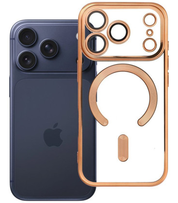 Auksinės spalvos / skaidrus dėklas Apple iPhone 17 Pro / 18 Pro telefonui "Electro Mag Cover"