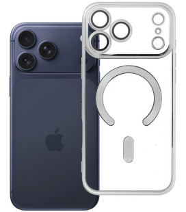 Sidabrinės spalvos / skaidrus dėklas Apple iPhone 17 Pro / 18 Pro telefonui "Electro Mag Cover"