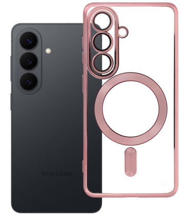 Rausvai auksinės spalvos / skaidrus dėklas Samsung Galaxy S26 telefonui "Electro Mag Cover"