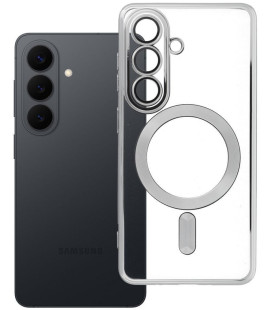 Sidabrinės spalvos / skaidrus dėklas Samsung Galaxy S26 telefonui "Electro Mag Cover"
