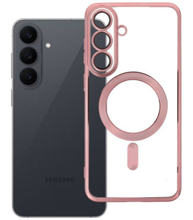 Rausvai auksinės spalvos / skaidrus dėklas Samsung Galaxy S26 FE telefonui "Electro Mag Cover"