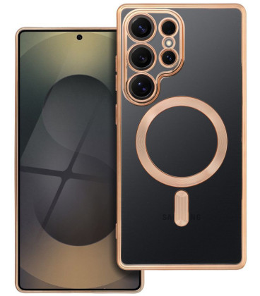 Auksinės spalvos / skaidrus dėklas Samsung Galaxy S25 Ultra telefonui "Electro Mag Cover"