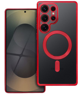 Raudonas / skaidrus dėklas Samsung Galaxy S25 Ultra telefonui "Electro Mag Cover"