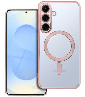 Rausvai auksinės spalvos / skaidrus dėklas Samsung Galaxy S25 Plus telefonui "Electro Mag Cover"
