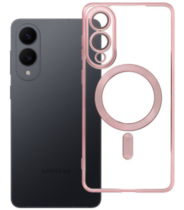Rausvai auksinės spalvos / skaidrus dėklas Samsung Galaxy S25 Edge telefonui "Electro Mag Cover"