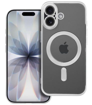 Sidabrinės spalvos / skaidrus dėklas Apple iPhone 17 telefonui "Electro Mag Cover" 