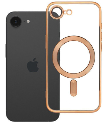 Auksinės spalvos / skaidrus dėklas Apple iPhone 16E / 17E telefonui "Electro Mag Cover"