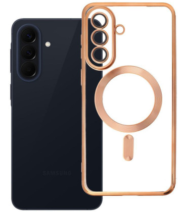 Auksinės spalvos / skaidrus dėklas Samsung Galaxy A57 telefonui "Electro Mag Cover"