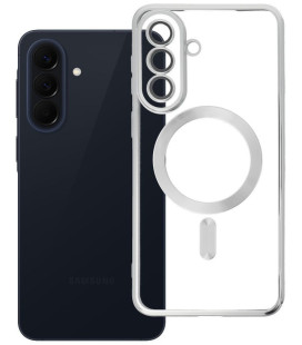 Sidabrinės spalvos / skaidrus dėklas Samsung Galaxy A57 telefonui "Electro Mag Cover"