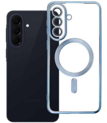 Šviesiai mėlynas / skaidrus dėklas Samsung Galaxy A57 telefonui "Electro Mag Cover"