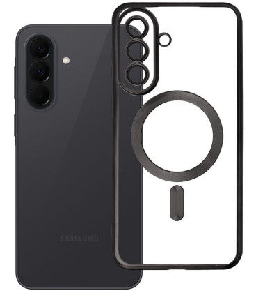 Juodas / skaidrus dėklas Samsung Galaxy A37 telefonui "Electro Mag Cover"