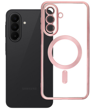 Rausvai auksinės spalvos / skaidrus dėklas Samsung Galaxy A27 telefonui "Electro Mag Cover"