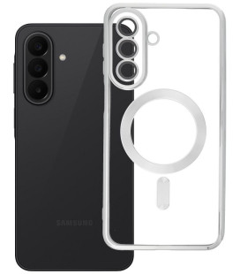 Sidabrinės spalvos / skaidrus dėklas Samsung Galaxy A27 telefonui "Electro Mag Cover"