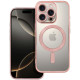 Rausvai auksinės spalvos / skaidrus dėklas Apple iPhone 16 Pro telefonui "Electro Mag Cover"