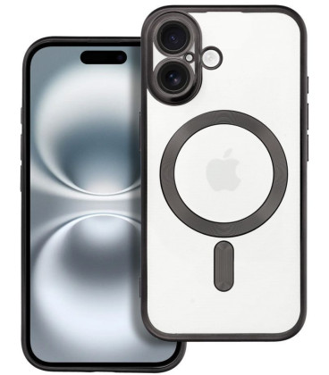 Juodas / skaidrus dėklas Apple iPhone 16 telefonui "Electro Mag Cover"