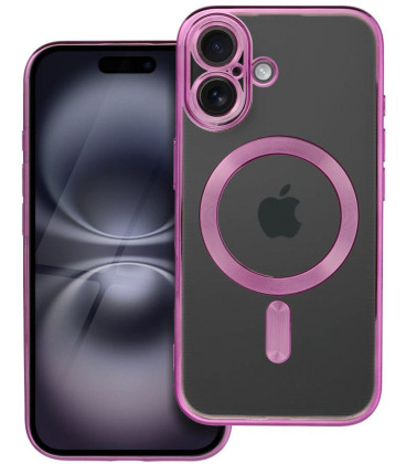 Rožinis / skaidrus dėklas Apple iPhone 16 telefonui "Electro Mag Cover"
