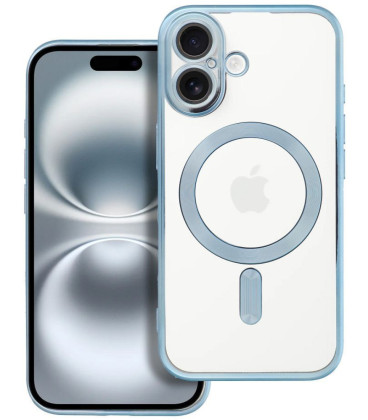 Mėlynas / skaidrus dėklas Apple iPhone 16 telefonui "Electro Mag Cover"