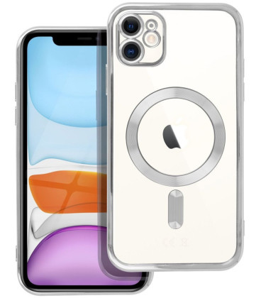 Sidabrinės spalvos / skaidrus dėklas Apple iPhone 11 telefonui "Electro Mag Cover"