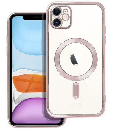 Rausvai auksinės spalvos / skaidrus dėklas Apple iPhone 11 telefonui "Electro Mag Cover"