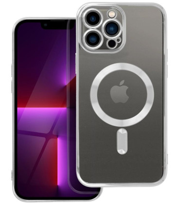 Sidabrinės spalvos / skaidrus dėklas Apple iPhone 13 Pro Max telefonui "Electro Mag Cover"