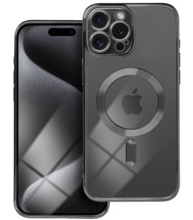 Juodas / skaidrus dėklas Apple iPhone 15 Pro Max telefonui "Electro Mag Cover"