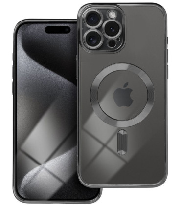 Juodas / skaidrus dėklas Apple iPhone 15 Pro Max telefonui "Electro Mag Cover"