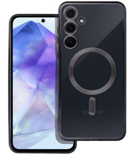 Juodas / skaidrus dėklas Samsung Galaxy A55 telefonui "Electro Mag Cover"