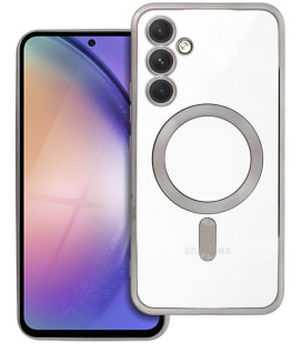 Pilka (Titanium) / skaidrus dėklas Samsung Galaxy A54 telefonui "Electro Mag Cover"