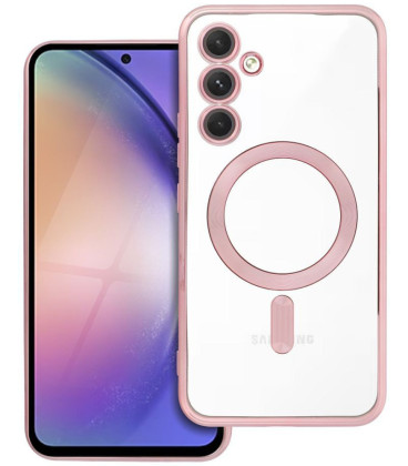 Rausvai auksinės spalvos / skaidrus dėklas Samsung Galaxy A54 telefonui "Electro Mag Cover"