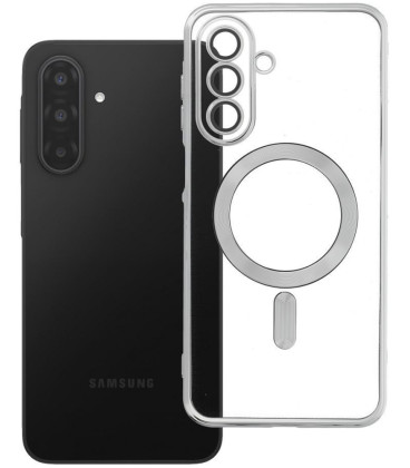 Sidabrinės spalvos / skaidrus dėklas Samsung Galaxy A17 / A18 telefonui "Electro Mag Cover"